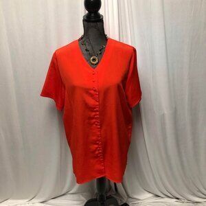 Red V-Neck Button-Front Blouse - Unbranded